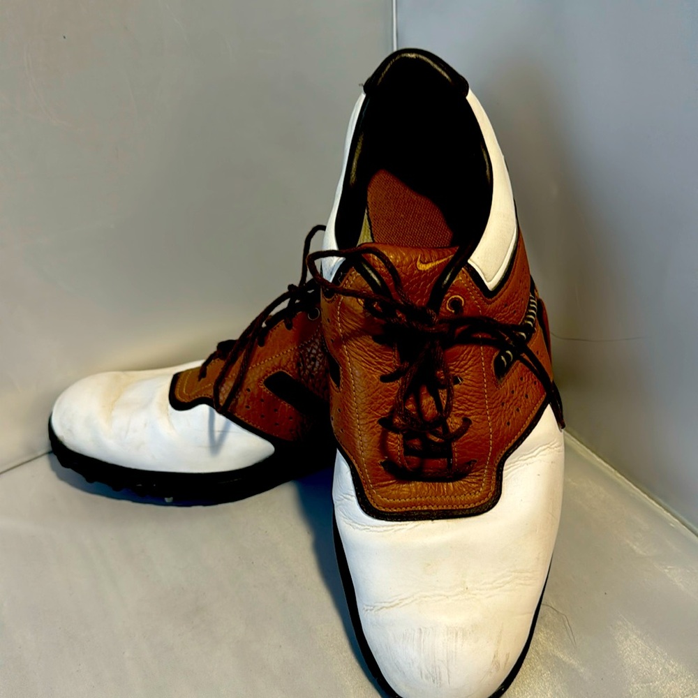 NIKE Golf Shoes Air Tour Saddle Men 11 US White Brown 418535-172